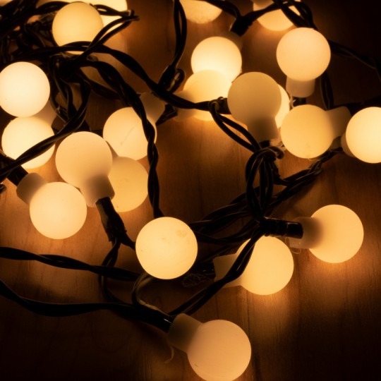 LED svetelná reťaz guľa - teplá biela KII 200B/WW 16m