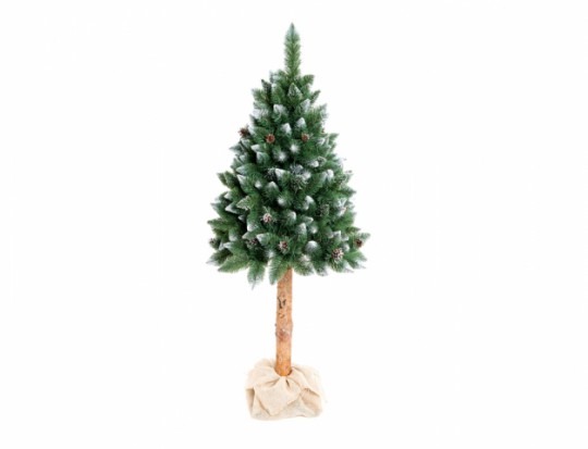 Umelý vianočný stromček BOROVICA so šiškami, strieborný koniec+ kmeň 180cm